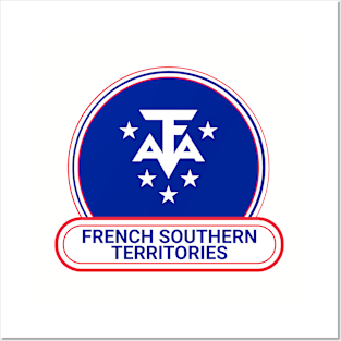 French Southern Territories Country Badge - French Southern Territories Flag Posters and Art